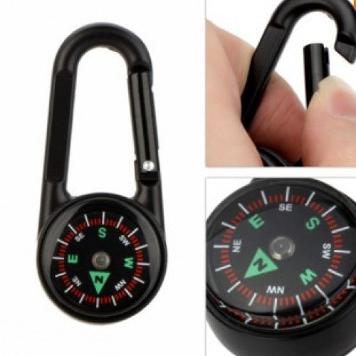 Mini Compass Carabiner Thermometer Camping Equipment